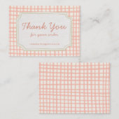 Playful Pink Peach Plaid Small Business Thank You Begleitkarte (Vorne/Hinten)