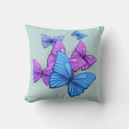 Playful Pink & Purple Butterflies Pillow Kissen