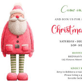 Playful pink santa Christmas party invitation  Einladung