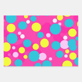 Playful Pink und Blue Polka Dot Weihnachten Geschenkpapier Set