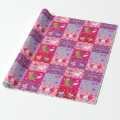 Playful Pink Valentine Patchwork Geschenkpapier (Ungerollt)
