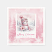 Playful Pinkmas Christmas Napkins Winter Scene Kid Serviette (Vorderseite)
