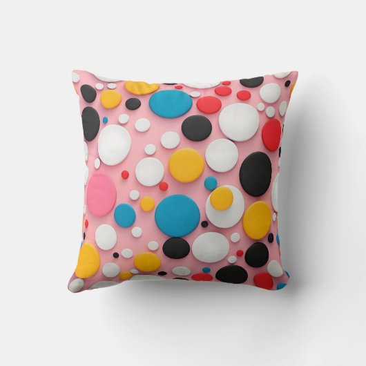 Playful Polka Dot Abstraction Kissen (Rückseite)