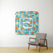 Playful Polka Dot Blue und Orange Abstrakte Schlan Wandteppich (Beispiel)