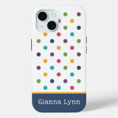 Playful Polka Dots Monogram Case-Mate iPhone Hülle (Rückseite)