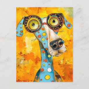 Playful Pop-Art Dog in Bright Hues Postkarte