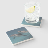 Playful Pose Steinuntersetzer (Seitenansicht)