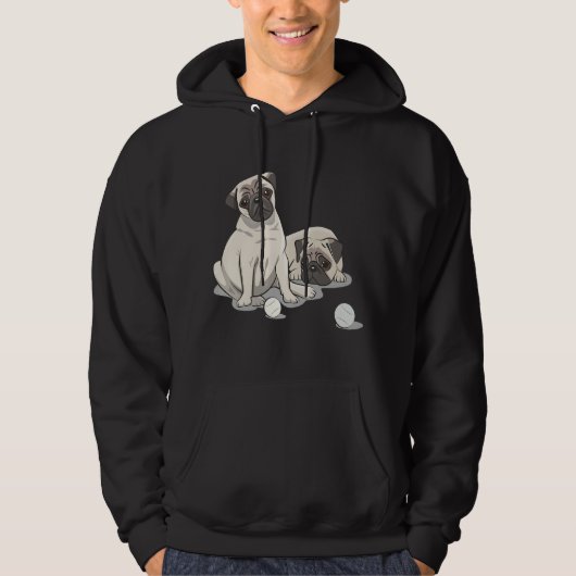 Playful Pug Design Hoodie (Vorderseite)