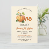 Playful Pumpkin Baby 1. Geburtstag Einladung (Stehend Vorderseite)