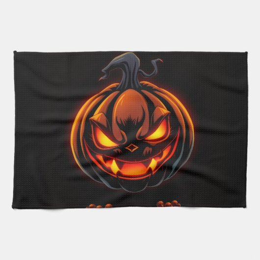 Playful Pumpkin Monster Halloween Kitchen Towel Geschirrtuch (Horizontal)