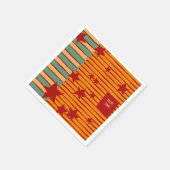 Playful Pumpkin Orange Retro Halloween Star Stripe Serviette (Ecke)