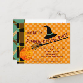 Playful Pumpkin Orange Retro Jack-o''Lantern Kids" Postkarte