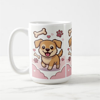 Playful Puppy Joy – Cute Cartoon Dog in Pastel  Kaffeetasse