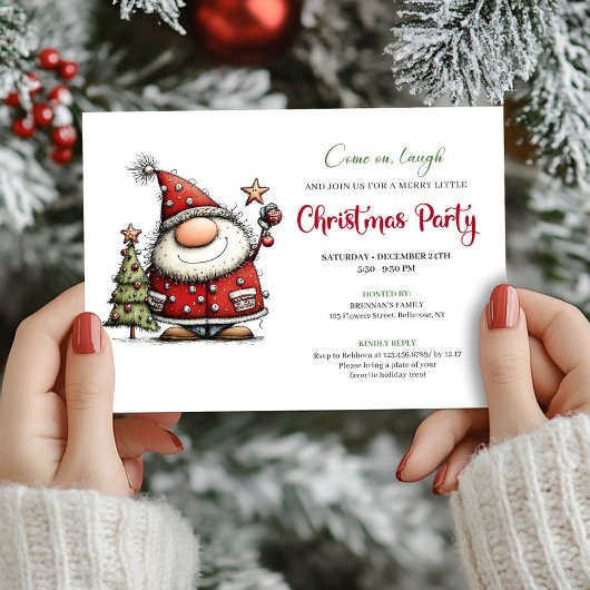 Playful quirky Santa Christmas party invitation Einladung