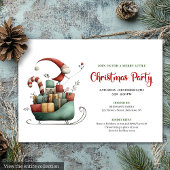 Playful Quirky Santa Watercolor Holiday Invite Einladung