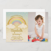 Playful Rainbow Birthday Einladung mit Foto (Vorne/Hinten)