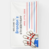 Playful Red & Blue Bowling Thema 6. Geburtstag Banner (Vertikal)