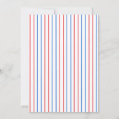 Playful Red & Blue Bowling Thema 6. Geburtstag Einladung (Rückseite)