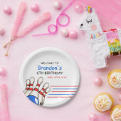 Playful Red & Blue Bowling Thema 6. Geburtstag Pappteller (Party)