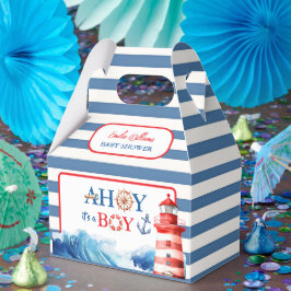 Playful Red Blue Nautical Waves Baby Shower Geschenkschachtel