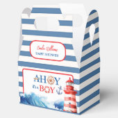 Playful Red Blue Nautical Waves Baby Shower Geschenkschachtel (Geöffnet)