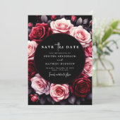 Playful Red Crimson Red Wedding Save The Date (Stehend Vorderseite)