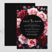 Playful Red Crimson Red Wedding Save The Date (Vorne/Hinten)