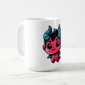 Playful Red Devil - Cartoon, Charakter, Rot, Kawai Kaffeetasse (Vorderseite Links)