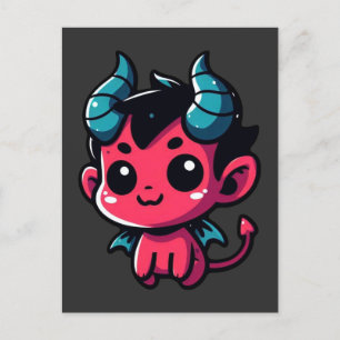 Playful Red Devil - Cartoon, Charakter, Rot, Kawai Postkarte