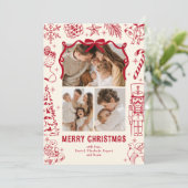 Playful Red Doodle 3 Foto Weihnachten (Stehend Vorderseite)