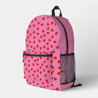 Playful Red Hearts Happy Pink Bedruckter Rucksack