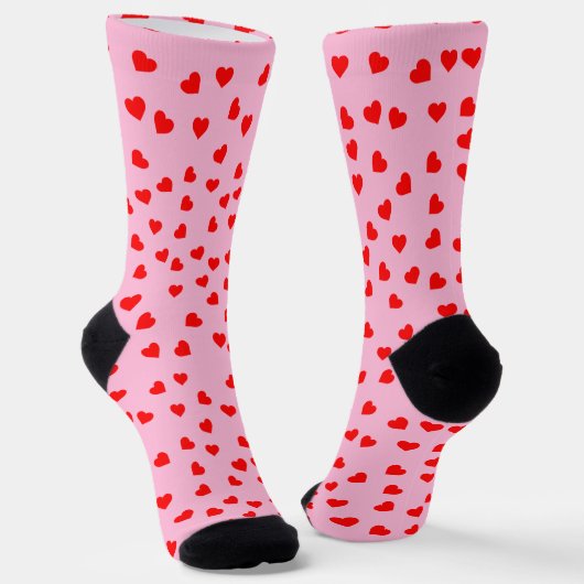 Playful Red Hearts Pastel Pink Socken (Gewinkelt)
