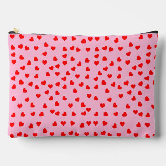 Playful Red Hearts Pastel Pink Zubehörtasche