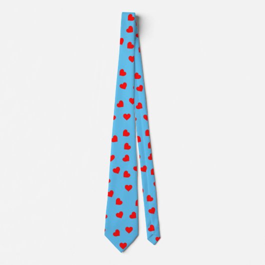 Playful Red Hearts Sky Blue Krawatte (Vorderseite)