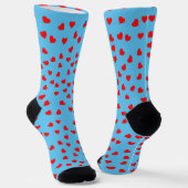 Playful Red Hearts Sky Blue Socken (Gewinkelt)
