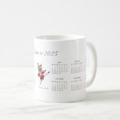 Playful Red Rentier Custom 2025 Calendar Kaffeetasse (VorderseiteRechts)