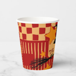 Playful Red Retro Witch Hat Halloween Starry Party Pappbecher