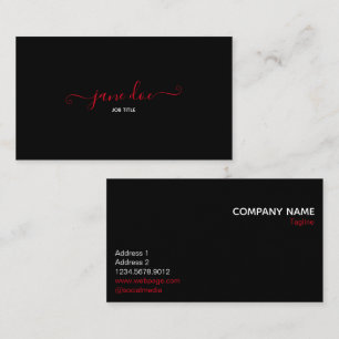 Playful Red Stylish Business Brand Identity Black Visitenkarte