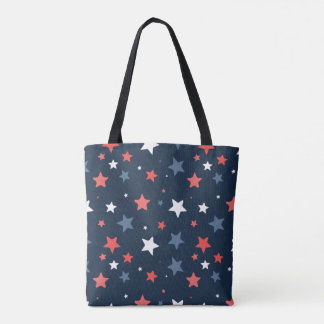 Playful Red White Blue Star Tote Bag Tasche