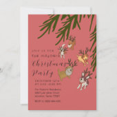 Playful Reindeer Dogs Christmas Illustration Einladung (Vorderseite)