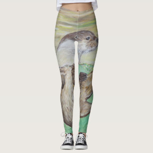 Playful River Otter Malerei Leggings