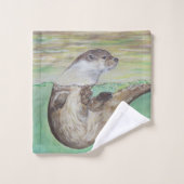 Playful River Otter Painting Badhandtuch Set (Waschlappen)