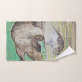 Playful River Otter Painting Badhandtuch Set (Handtuch)