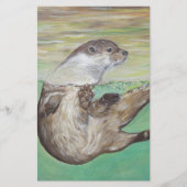 Playful River Otter Painting Briefpapier (Vorderseite)