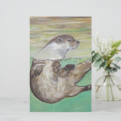 Playful River Otter Painting Briefpapier (Stehend Vorderseite)