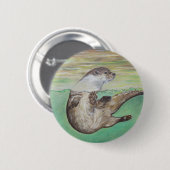 Playful River Otter Painting Button (Vorne & Hinten)