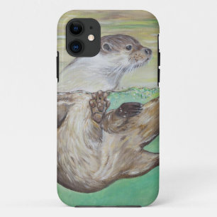 Playful River Otter Painting iPhone 11 Hülle
