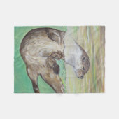 Playful River Otter Painting Fleecedecke (Vorderseite (Horizontal))