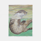 Playful River Otter Painting Fleecedecke (Vorderseite)