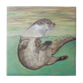 Playful River Otter Painting Fliese (Vorderseite)